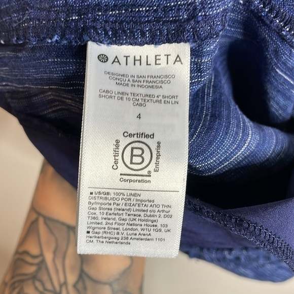 Athleta | Women’s Blue Cabo Linen Textured Shorts Size 4 - Picture 6 of 6